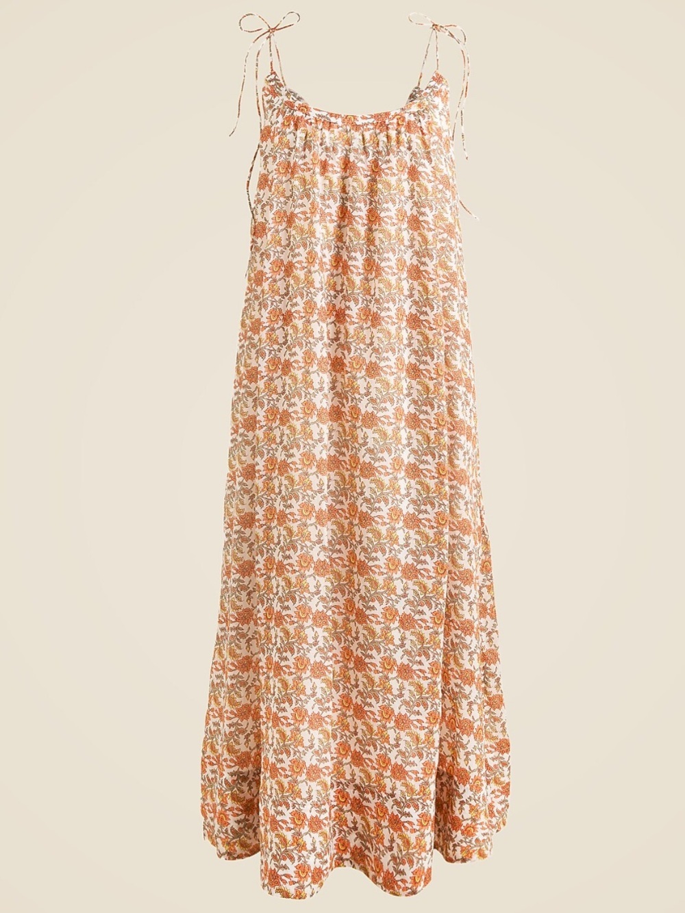 J. Crew Floaty Tie-Shoulder Dress In Ramie Floral Block Print NWT Size Medium